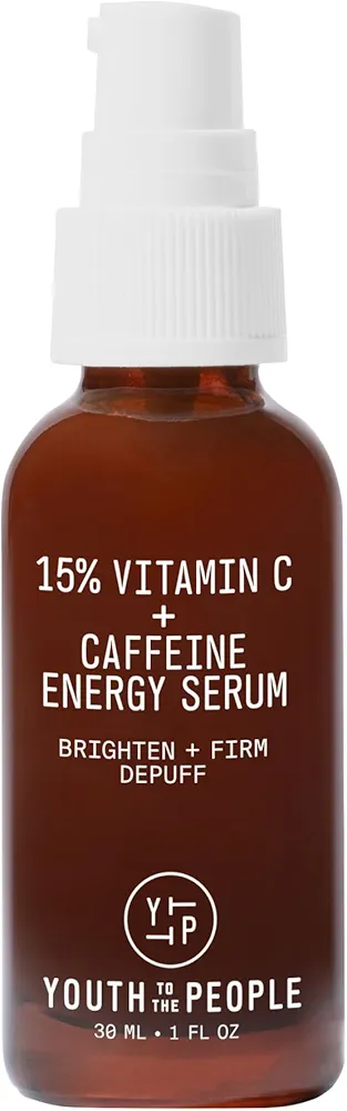 Youth To The People 15% Vitamin C Face Serum - Skin Firming Caffeine Serum for Morning Puffiness + Even Skin Tone - Brightening, Hydrating Facial Serum - Vegan Skincare