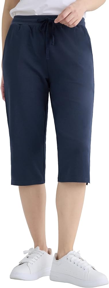 Weintee Women's Petite Cotton Capris with Pockets