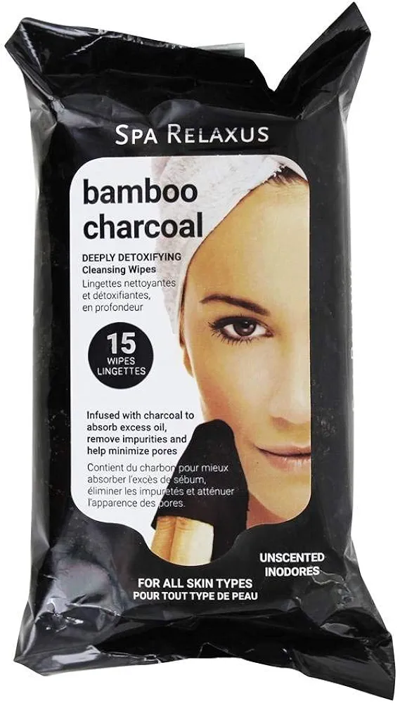 Relaxus - Deeply Detoxifying Cleansing Wipes Bamboo Charcoal Unscented - 15 Wipe(s)