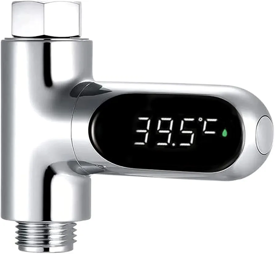 Shower Thermometer，LED Digital Display Waterproof Battery Free Design Water Thermometer Electronic Faucet Can Be Used for Baby Bath/Tub