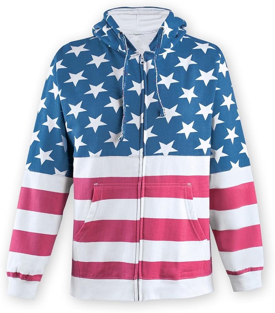 Collections Etc Women's Patriotic American Flag Full Zip Hoodie MULTI MEDIUM