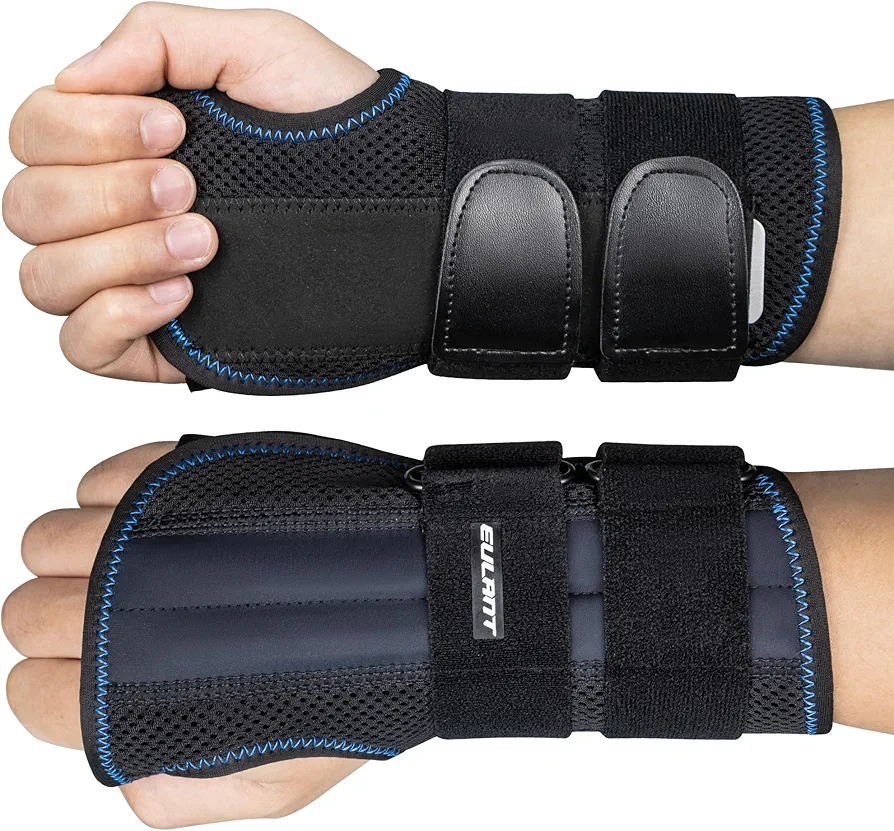 EULANT Wrist Brace Carpal Tunnel, Adjustbale Wrist Support and Metal Splint Stabilizer, Night Sleeep Hand Brace for Pain Relief, Sports Injuries, Sprains, Metal Wrist Splint for Women Men, Black L