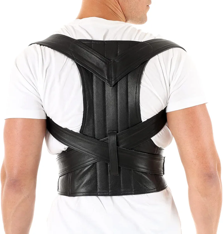 Handmade Leather Back Straighetner Posture Corrector for Men & Women - Back Brace Posture Corrector for Men - Fajas Para Hombres (Large)