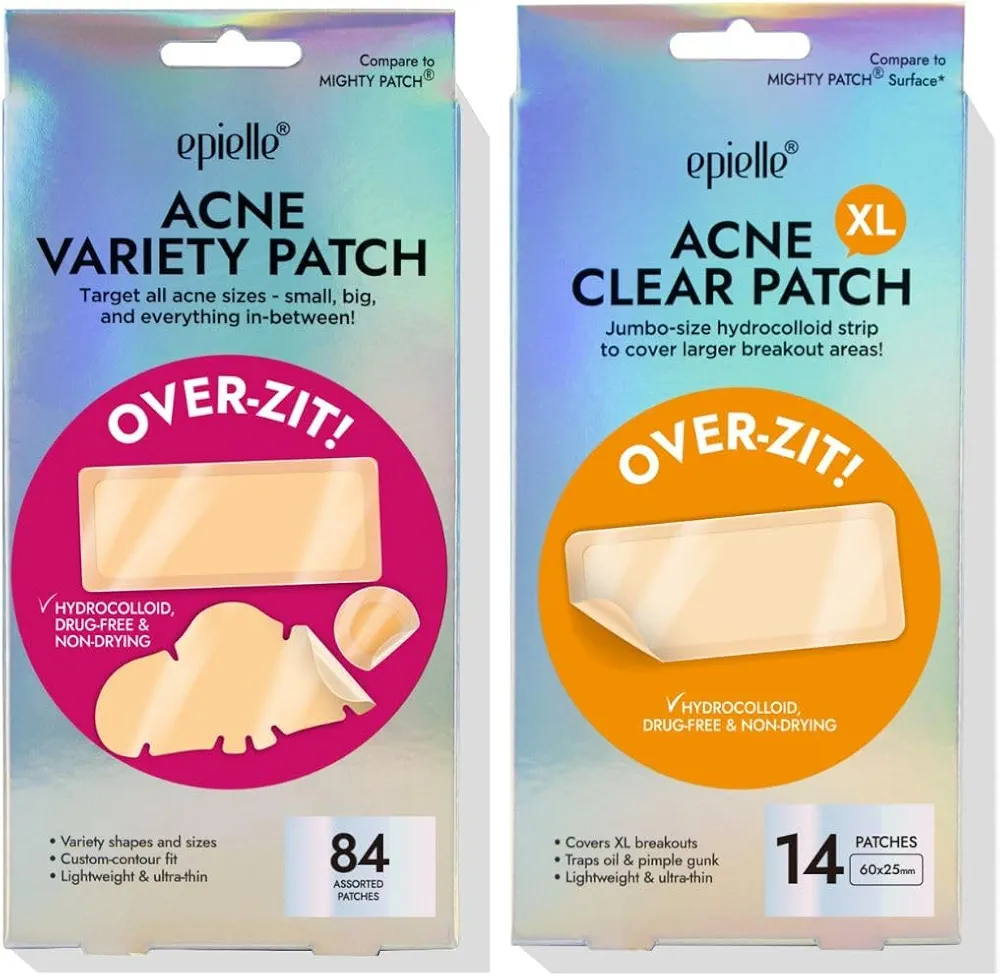 Epielle Acne Variety Patch Over-Zit - The Ultimate Hydrocolloid Solution of Acne Patch (84 counts + Large 14 counts) Acne Pimple Patches Blemish Patches