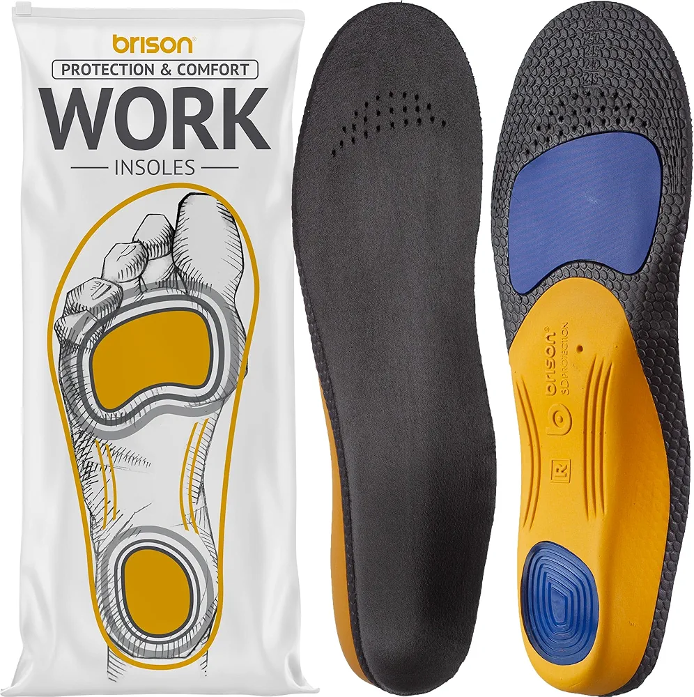 Brison Work Insoles for Women Men - Plantar Fasciitis Relief Orthotic Arch Support Shoe Inserts (Medium)