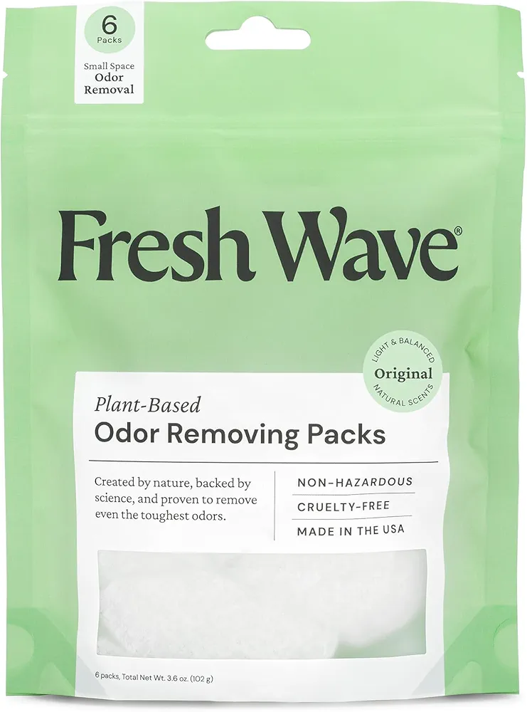 Fresh Wave Odor Eliminating & Deodorizing Packs, Bag of 6 - Safer Odor Relief for Small Spaces, Natural Plant-Based Odor Eliminator, Odor Absorbers for Home