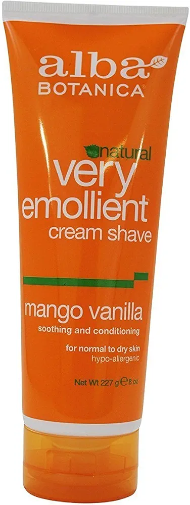 Alba Botanica - Mango Vanilla Cream Shave, 8 oz Cream (Pack of 8)