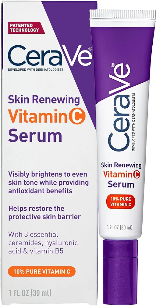 CeraVe Vitamin C Serum with Hyaluronic Acid | Skin Brightening Serum for Face with 10% Pure Vitamin C | Fragrance Free | 1 Fl. Oz