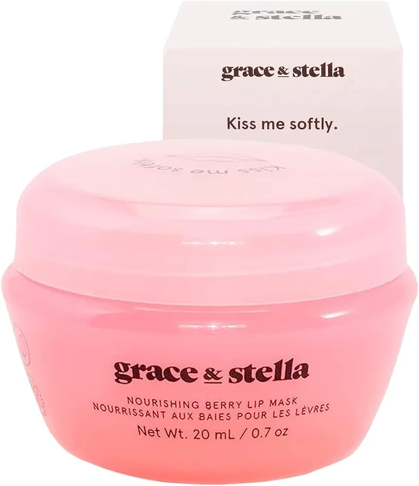 Grace & Stella Award Winning Lip Plumper Nourishing Berry Lip Mask - Lip Balm Hydrating - Lip Moisturizer For Very Dry Lips - Overnight Lip Mask & Lip Treatment & Lip Sleeping Mask - Vegan