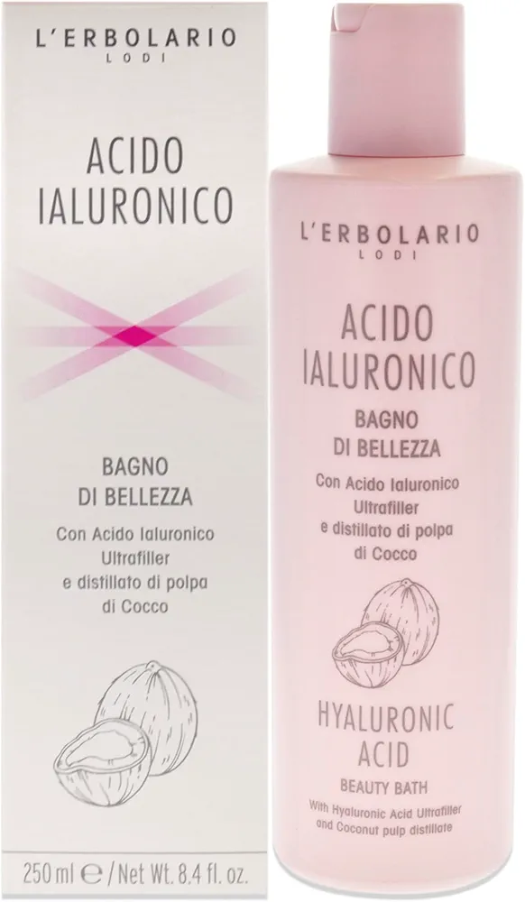 L'Erbolario Hyaluronic Acid Beauty Bath Gel - Prevents Dryness - Leaves Body Feeling Toned And Soft - Helps Maintain And Enhance Skin's Moisture Levels - Paraben Free - Long Lasting - 8.5 Oz