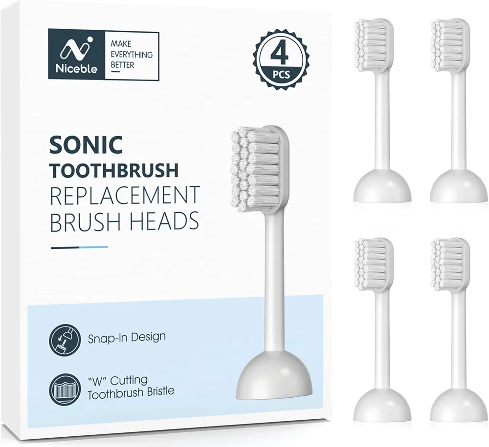 Toothbrush Heads, Niceble Electric Toothbrush Replacement Heads for NICEBLE Sonic Toothbrush（LN-ST001）, 4-Pack, Small