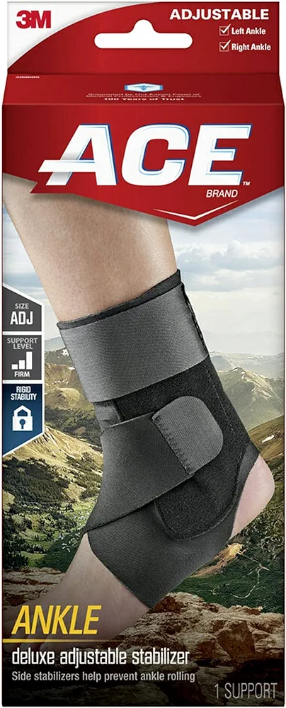 ACE Brand Deluxe Adjustable Ankle Stabilizer, Firm Stabilizing Support for Weak, Sore or Injured Joints, Adjustable Ankle Brace, Breathable, One Size Fits Most