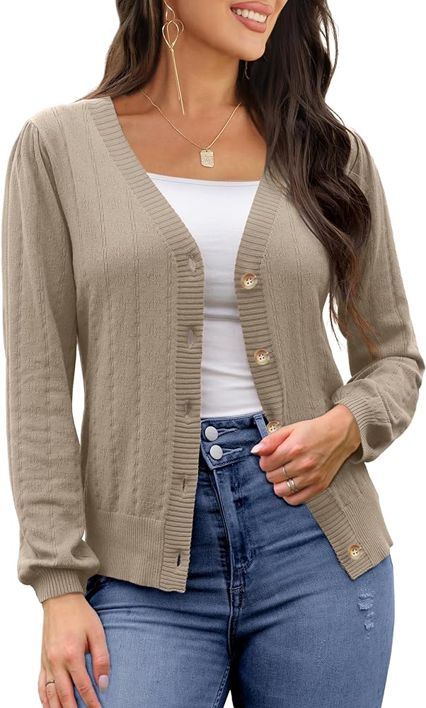 REDHOTYPE Women's Cardigans Button Down V Neck Casual Sweater Open Front Cardigan Sweaters