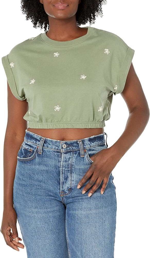 Splendid Women's Olive Daria Short Sleeve Sweatshirt