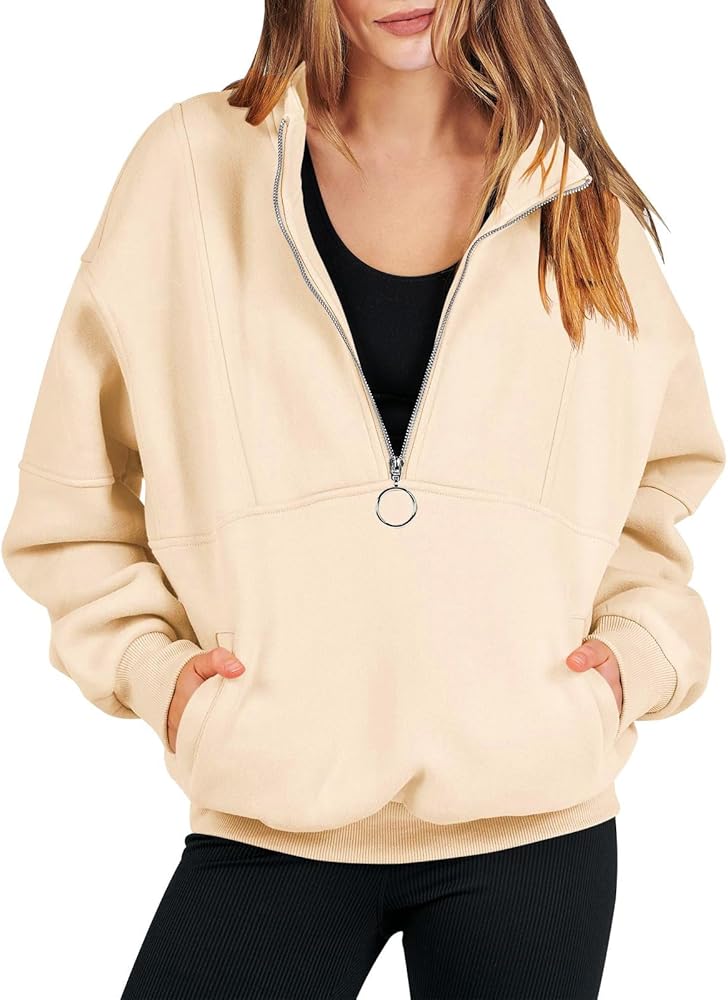 Half Zip Sweatshirt Women Fall Fashion Outfits Casual Long Sleeve Quarter Zip Up Hoodie Sweatshirts y2k Clothes