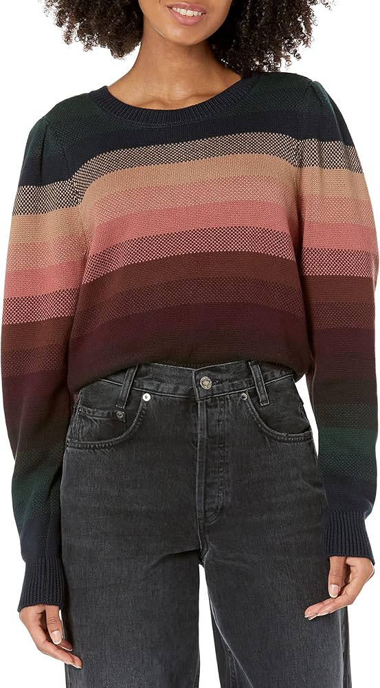 PAIGE Women's Callisto Crew Neck Slightly Cropped Bonet Stripe