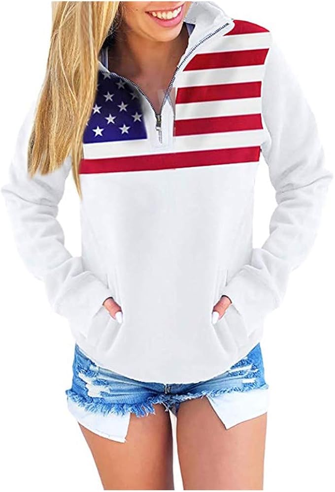 Zipper Matching Couples Hoodies Zip Up Thin Sweatshirts for Women American Flag Hoodies for Women Pullover Trendy Y2K