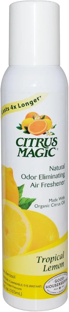 Citrus Magic Natural Odor Eliminating Air Freshener Spray, Tropical Lemon - 3.5 Oz