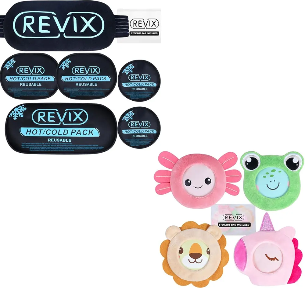 REVIX Ice Packs for Injuries Reusable and REVIX Boo Boo Ice Packs for Kids