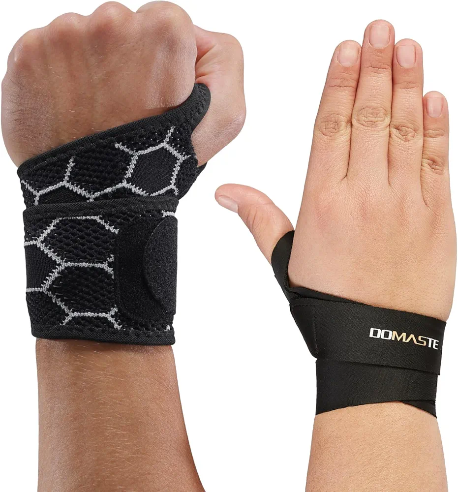 Bundle Ultra Thin Wrist Brace (Black, Right) + Sport Slim Wrist Wrap (Black)