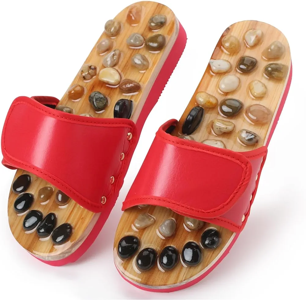 Foot Massager with Earth Stone, Reflexology Sandals Shoes Helps Plantar Fasciitis Lower Back Heel Pain