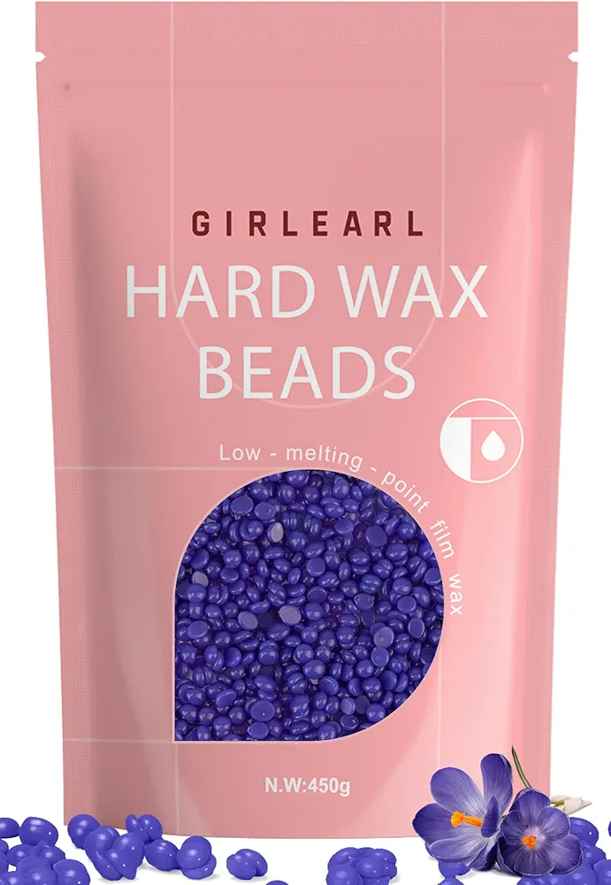 Hard Wax Beads, Wax for Women Sensitive Skin, 1lb, Lavender Formula, Hair Removal for Legs, Brazilian Bikini, Eyebrow, Facial and Full Body