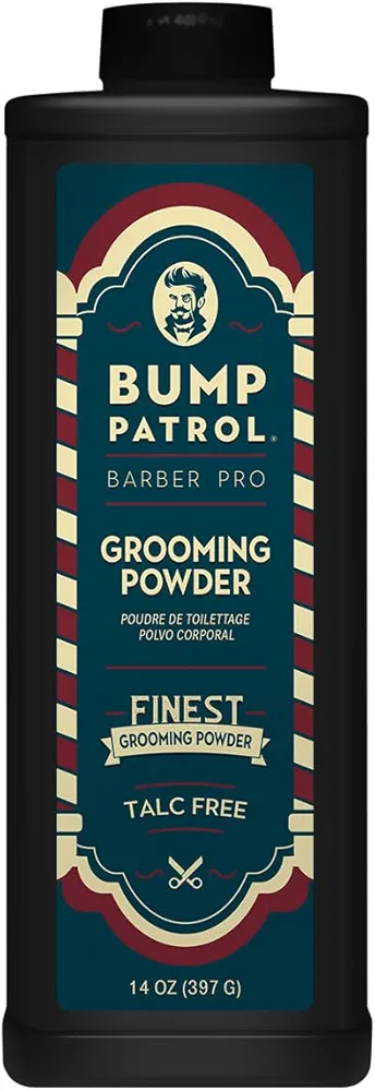 Bump Patrol Barber Pro Grooming Powder - Talc Free Hair and Body Powder for Men - Protects Against Sweat, Odor, and Chafing From Head to Toe for All Skin Types - 14 Ounce (Pack of 1)