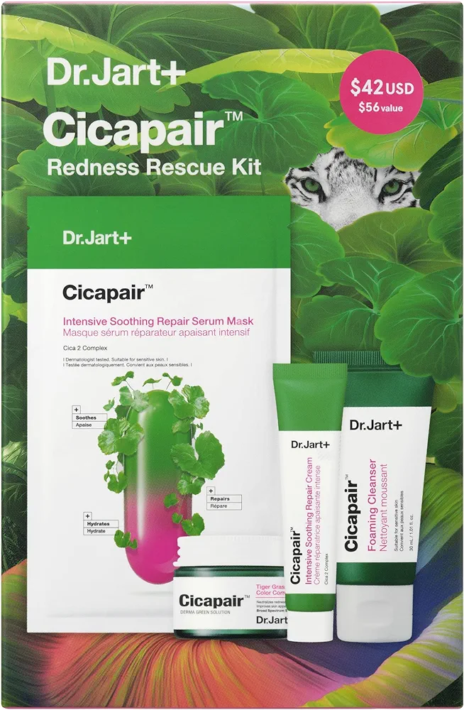 Dr.Jart+ Cicapair Redness Rescue Travel Size Value Kit, Suitable for Sensitive Skin | Korean Skin Care, 1 Count