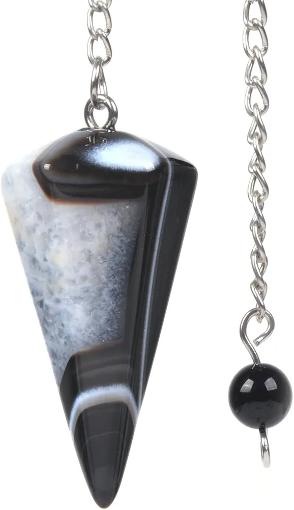 Natural Black Drusy Druzy Agate Gemstone Rock Crystal Hexagonal Pointed Reiki Chakra Pendant Pendulum